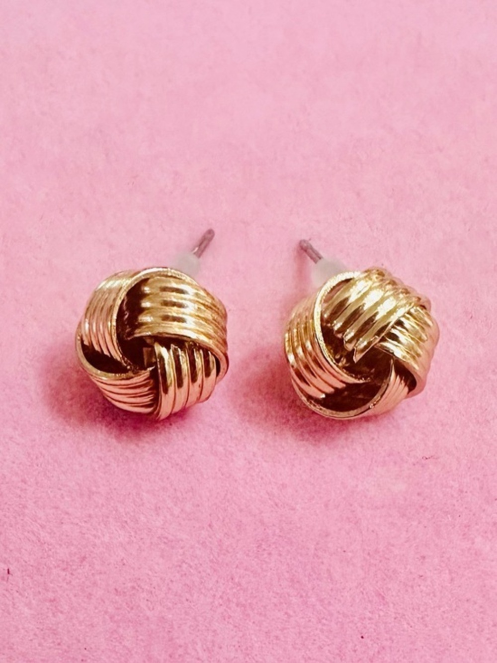 Gold Tone Knot Stud Earrings